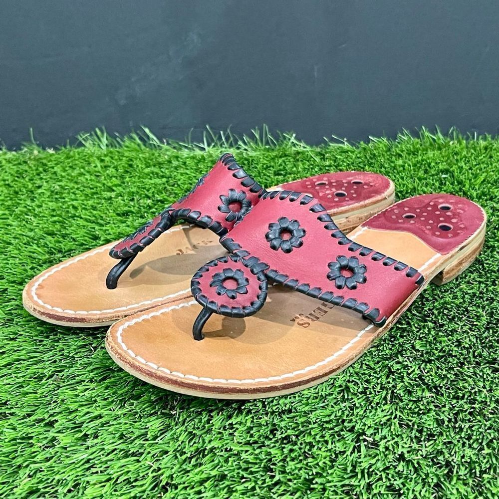 Jack Rogers Crimson/Black Sandals. Size 7M.